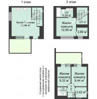 4 комнатный таунхаус 90 м² в КП Прага, дом № 6 (от 90 до 113 м2) - планировка