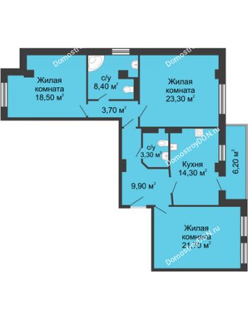 3 комнатная квартира 106,2 м² - ЖК Дом на Береговой