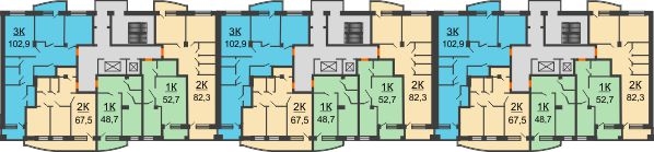 Планировка 15 этажа в доме Позиция 9 в ЖК Спутник