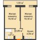 2 комнатная квартира 53,15 м² в ЖК Стрижи, дом Литер 3 - планировка