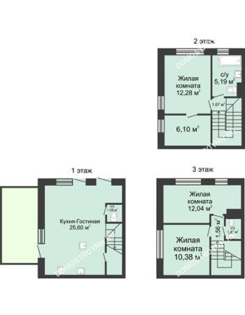 4 комнатная квартира 91 м² в КП Баден-Баден, дом № 31 (от 73 до 105 м2)