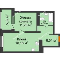 1 комнатная квартира 47,67 м², ЖК Пешков - планировка