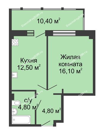 1 комнатная квартира 48,6 м² в ЖК Мега, дом № 2