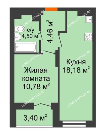 1 комнатная квартира 39,62 м² в ЖК КМ Анкудиновский Парк, дом № 20