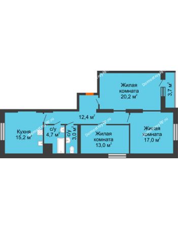 3 комнатная квартира 89,2 м² - ЖК Космолет
