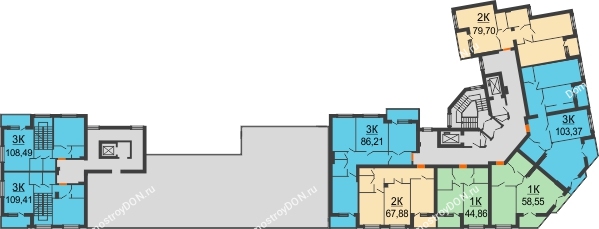 Планировка 7 этажа в доме № 3 в ЖК Измаильский парк