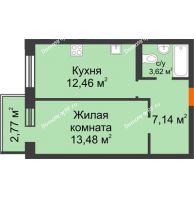 1 комнатная квартира 36,68 м² в OK Salut (Салют), дом ГП-6 - планировка
