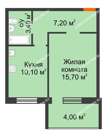 1 комнатная квартира 38,4 м² в ЖК Удачный 2, дом № 1