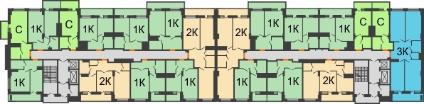 Планировка 4 этажа в доме № 1 в ЖК Встреча