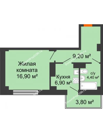 1 комнатная квартира 37,7 м² в ЖК Сокол Градъ, дом Литер 3 (6)