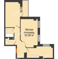 2 комнатная квартира 58,26 м² в ЖК Сокол Градъ, дом Литер 2 - планировка