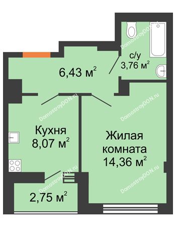 1 комнатная квартира 34 м² - ЖК Дом на 14-й Линии