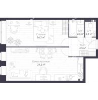 2 комнатная квартира 49,9 м² в ЖК Veren Village Стрельна, дом Корпус Западный - планировка