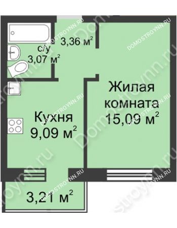 1 комнатная квартира 31,57 м² в ЖК Загородный мкрн Акварель  микрогород Стрижи, дом № 1к1