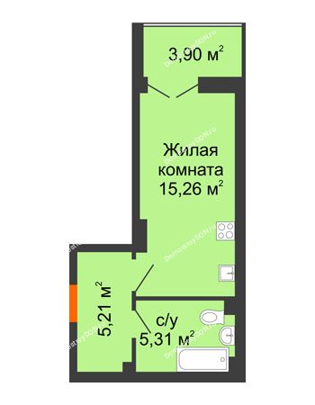 Студия 27,73 м² в ЖК Аврора, дом № 3