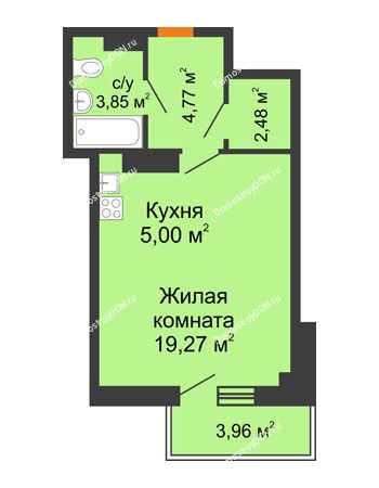 Студия 36,56 м² в ЖК Сокол Градъ, дом Литер 7