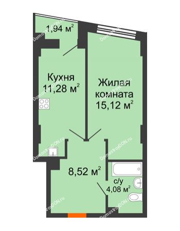 1 комнатная квартира 39,64 м² в ЖК Рубин, дом Литер 3