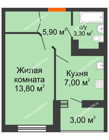 1 комнатная квартира 31,5 м² в ЖК Вересаево, дом Литер 3