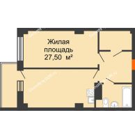 2 комнатная квартира 47,3 м² в ЖК Сокол Градъ, дом Литер 1 - планировка