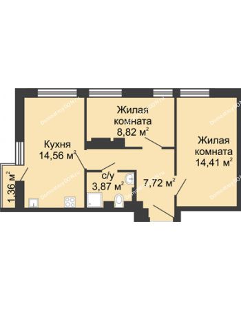 2 комнатная квартира 49,78 м² - ЖК Соборный