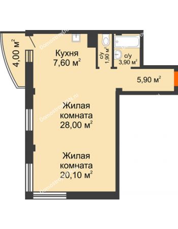 2 комнатная квартира 68,6 м² - ЖК Южная Башня