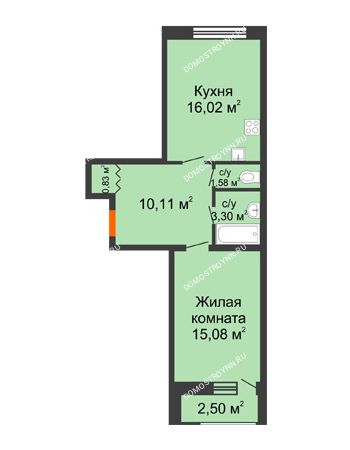 1 комнатная квартира 49,4 м² в ЖК Москва Град, дом № 63