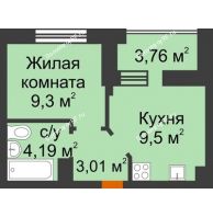 1 комнатная квартира 27,92 м² в ЖК Светлоград, дом Литер 16 - планировка