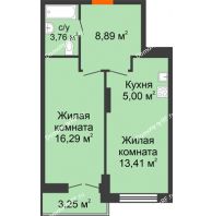1 комнатная квартира 50,6 м² в ЖК Рассвет, дом № 6 - планировка