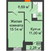 1 комнатная квартира 41,36 м² в ЖК Россинский парк, дом Литер 1 - планировка