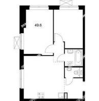 2 комнатная квартира 49,6 м² в ЖК Савин парк, дом корпус 2 - планировка