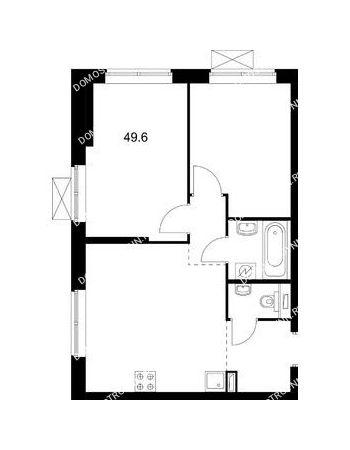 2 комнатная квартира 49,6 м² в ЖК Савин парк, дом корпус 2