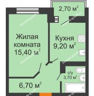 1 комнатная квартира 36,4 м² в ЖК Вересаево, дом Литер 15/2 - планировка