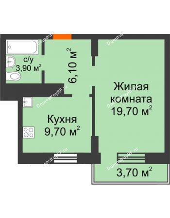 1 комнатная квартира 40,5 м² в ЖК Адмирал, дом 3 очередь