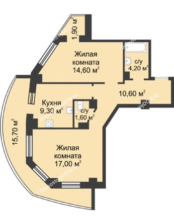 2 комнатная квартира 67,16 м² - ЖК Крепостной вал