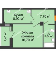 1 комнатная квартира 41,16 м² в ЖК Сокол на Оганова, дом Литер 2 - планировка