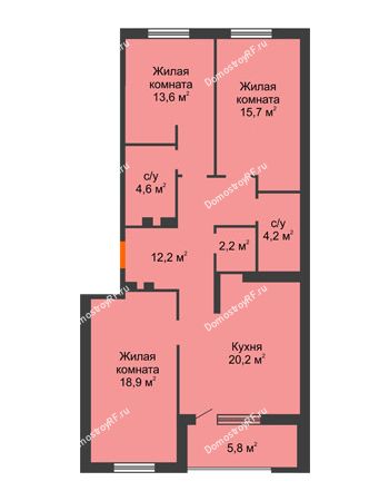 3 комнатная квартира 91,6 м² в ЖК Айвазовский City, дом ГП 2 Дом «Средиземный»