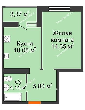 1 комнатная квартира 36,03 м² в ЖК Губернский, дом Литер 29