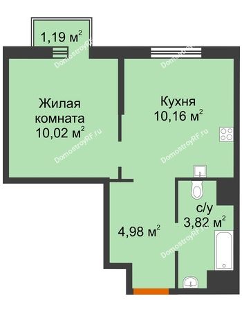 1 комнатная квартира 30,17 м² в ЖК Сердце Сибири, дом № 76, квартал Геологов (ГП-2)