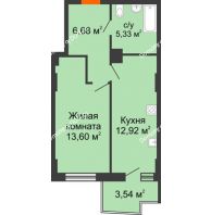 1 комнатная квартира 39,42 м² в ЖК Сердце Ростова 2, дом Литер 8 - планировка