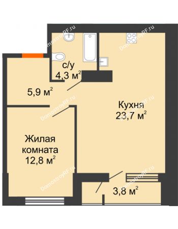 1 комнатная квартира 46,7 м² - Жилой дом Фамилия