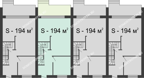 Планировка 1 этажа в доме № 18 (194 м2) в  КП Долина
