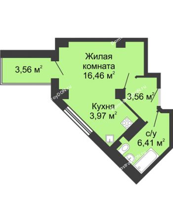 Студия 32,18 м² в ЖК Мега, дом № 2