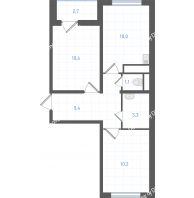 2 комнатная квартира 45 м² в ЖК Левенцовка парк, дом Корпус 8-12.2 - планировка