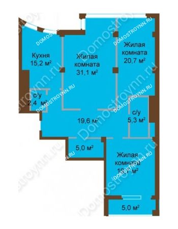 3 комнатная квартира 125,2 м² - ЖК Бояр Палас
