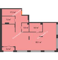 4 комнатные апартаменты 136,04 м² в Квартал 1А Первомайская, дом №3 - планировка