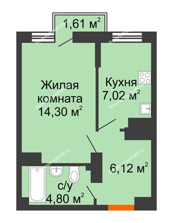 1 комнатная квартира 32,24 м² в ЖК Мечников, дом ул. Мечникова, 37