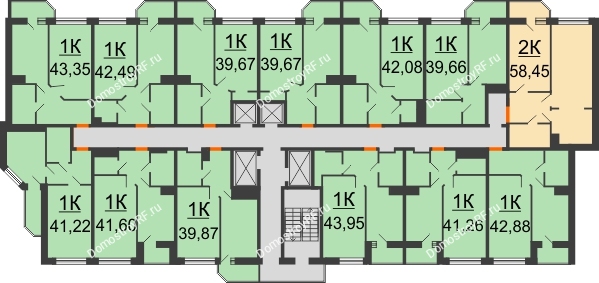 Планировка 1 этажа в доме 6 секция в ЖК Берег