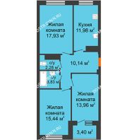 3 комнатная квартира 78,09 м² в ЖК Облака, дом № 2 - планировка