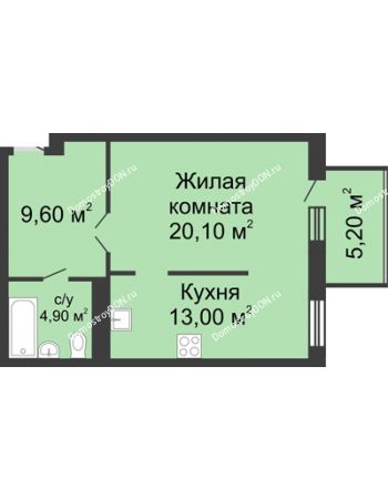 1 комнатная квартира 49,2 м² - ЖК Нахичевань