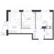 2 комнатная квартира 45,03 м² в ЖК Veren Nort Сертолово, дом Дом 11, корпус 8 - планировка
